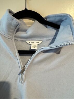 Athleta Pale Blue Half-Zip Fleece Pullover